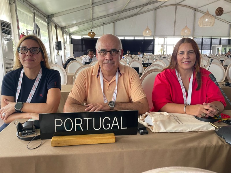 Representante do CRIA Amélia Frazão Moreira com representantes da Fundação INATEL, outra das ONG acreditadas como consultoras para a Convenção - Presidente Prof. Francisco Madelino e Diretora da Cultura Dr.a Carla Raposeira