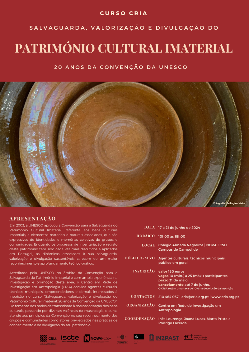 Curso CRIA Salvaguarda, valorização e divulgação do Património Cultural Imaterial: 20 anos da Convenção da UNESCO